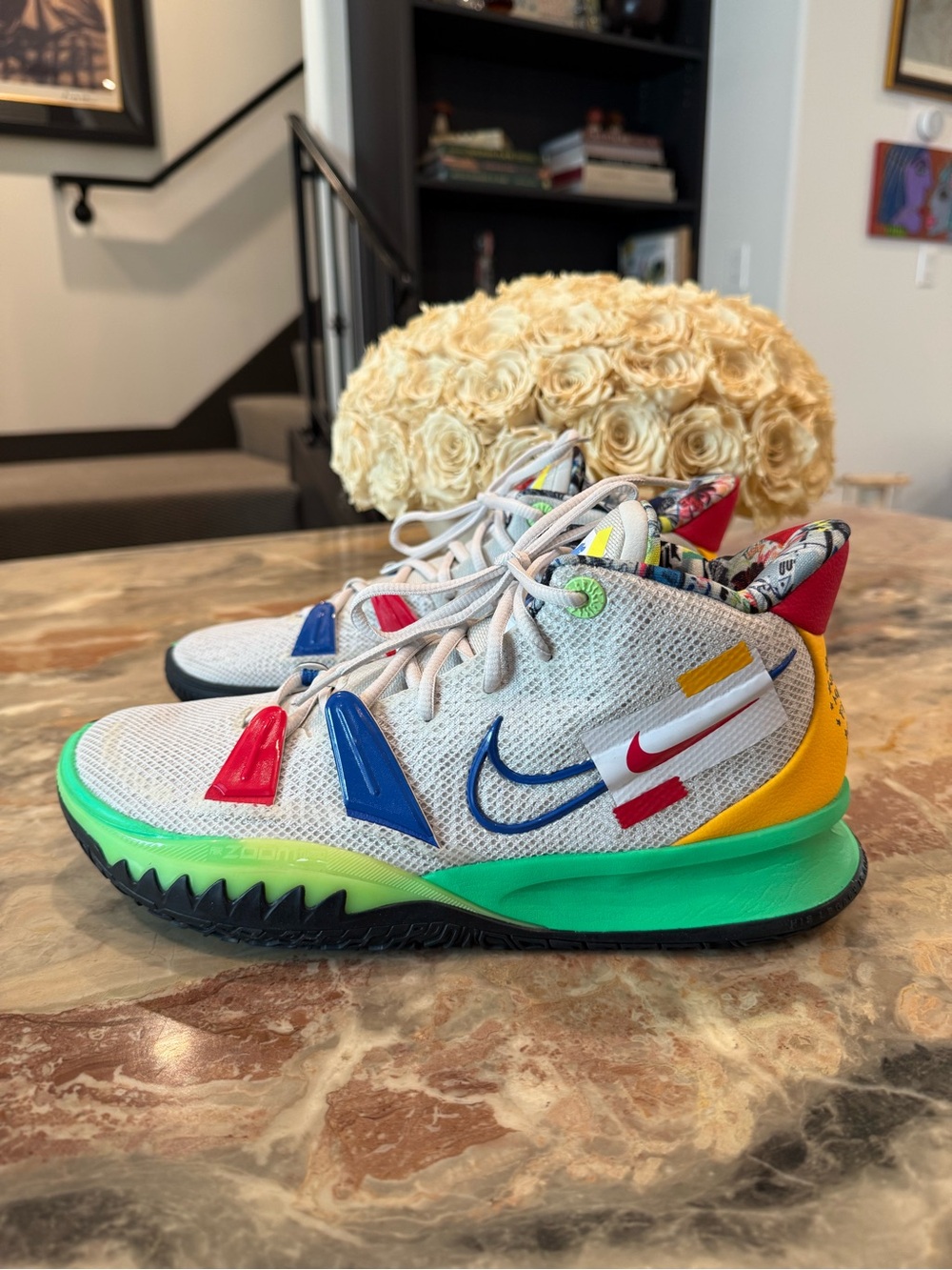 Nike Kyrie 7 “Visions” Basketball Shoes 2021 | White Multi-Color | Men’s Size 10 - Picture 7 of 14